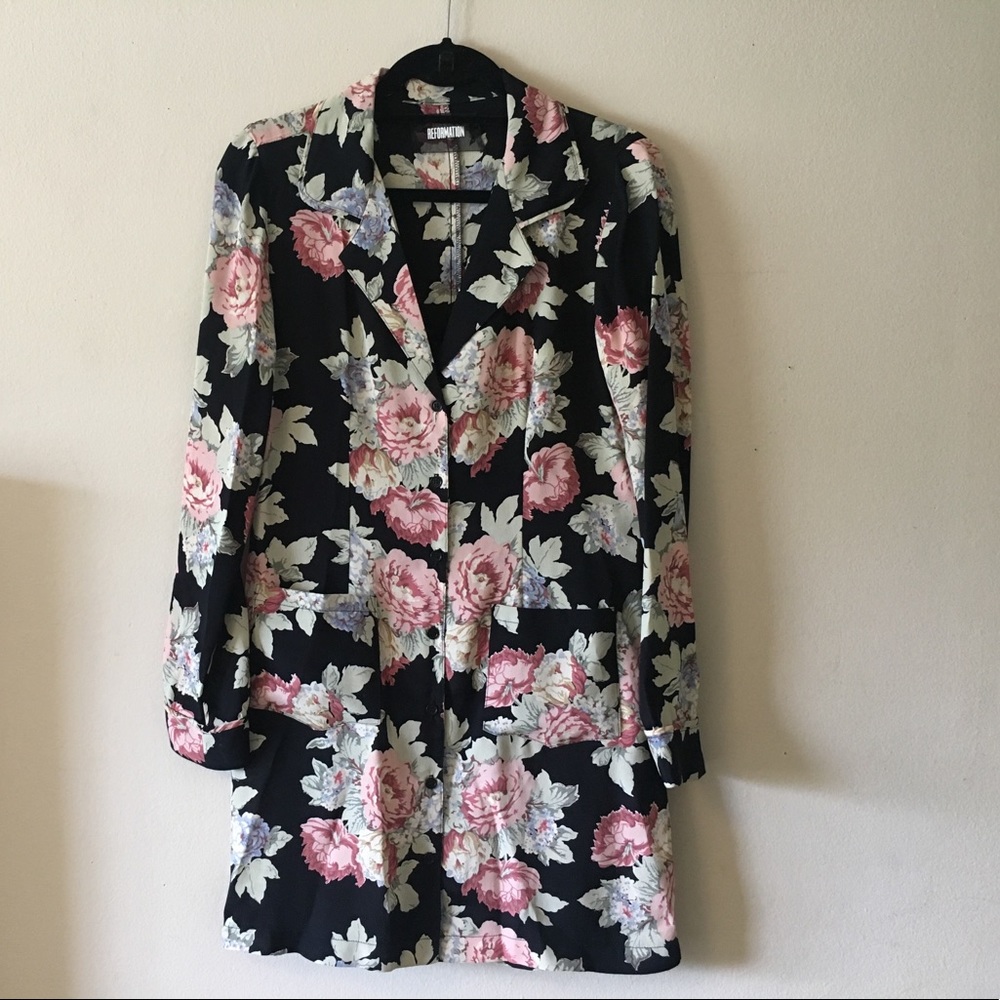 Reformation Floral Button Down Dress
